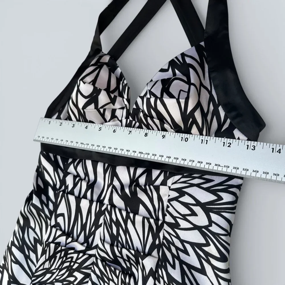 MORGAN & CO Company Black White Criss Cross Back Formal Dress Gown XS Prom - Picture 6 of 8